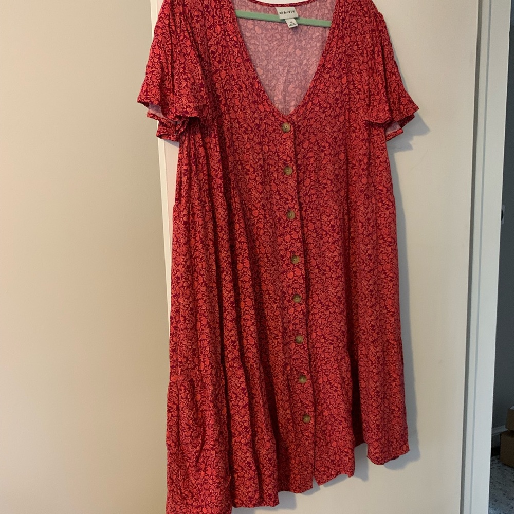 Ava Viv (Target plus size) red and coral flowy dress